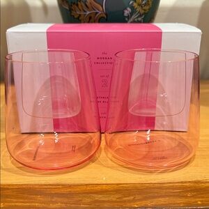 Anthropologie (2) Pink Stemless Glass Set